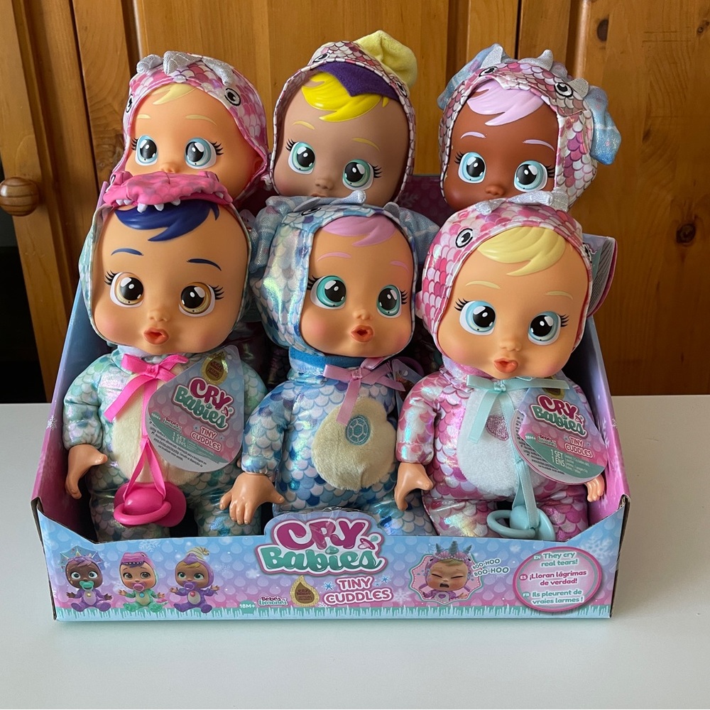 Cry Babies Tiny Cuddles Dinos Bundle - 9" Baby Dolls, Cries Real Tears, Dinosaur